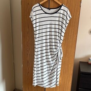 Reitmans Lined Black and White Striped Dress
